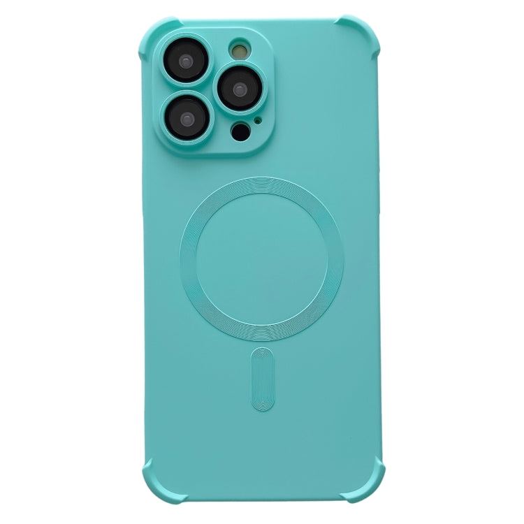 For iPhone 15 Pro Max Four Corner Shockproof Skin Feel MagSafe Magnetic Phone Case(Cyan Blue) - HoMEdemic™ 