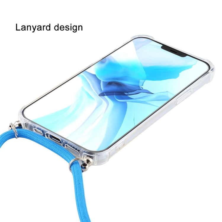 For iPhone 15 Pro Max Four-Corner Shockproof Transparent TPU Case with Lanyard(Black Green) - HoMEdemic™ 