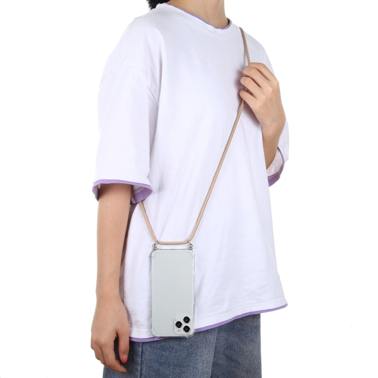 For iPhone 15 Pro Max Four-Corner Shockproof Transparent TPU Case with Lanyard(Purple) - HoMEdemic™ 