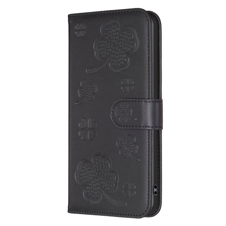 For iPhone 15 Pro Max Four-leaf Embossed Leather Phone Case(Black) - HoMEdemic™ 