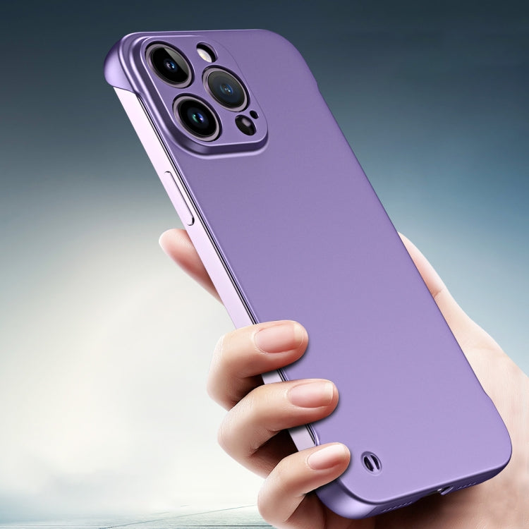 For iPhone 15 Pro Max Frameless Metallic Paint Hybrid PC Phone Case(Deep Purple) - HoMEdemic™ 