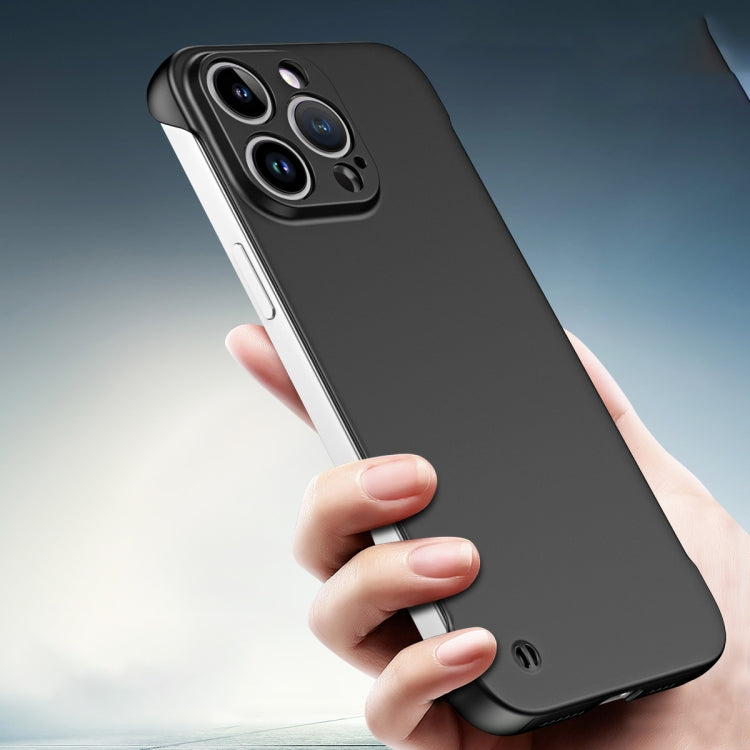 For iPhone 15 Pro Max Frameless Metallic Paint Hybrid PC Phone Case(Matte Black) - HoMEdemic™ 