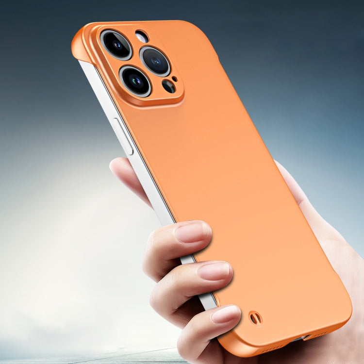 For iPhone 15 Pro Max Frameless Metallic Paint Hybrid PC Phone Case(Orange) - HoMEdemic™ 