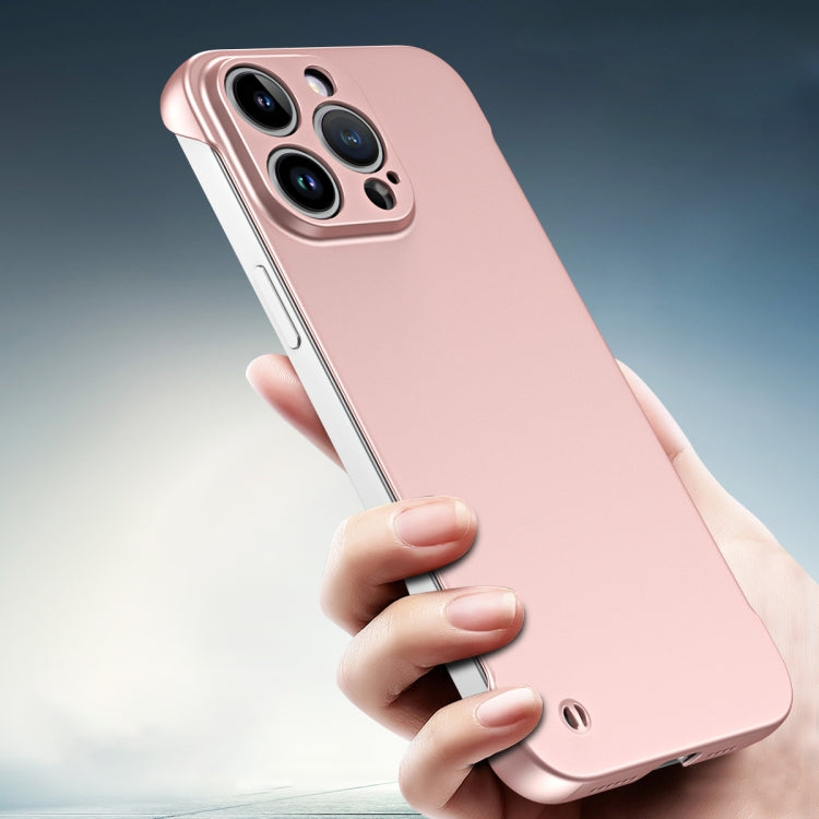 For iPhone 15 Pro Max Frameless Metallic Paint Hybrid PC Phone Case(Rose Gold) - HoMEdemic™ 