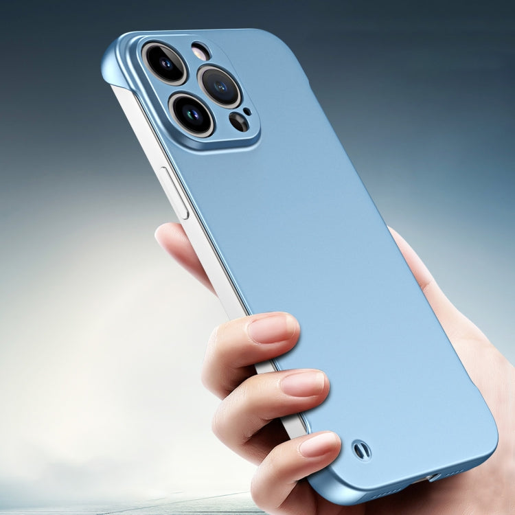 For iPhone 15 Pro Max Frameless Metallic Paint Hybrid PC Phone Case(Sierra Blue) - HoMEdemic™ 