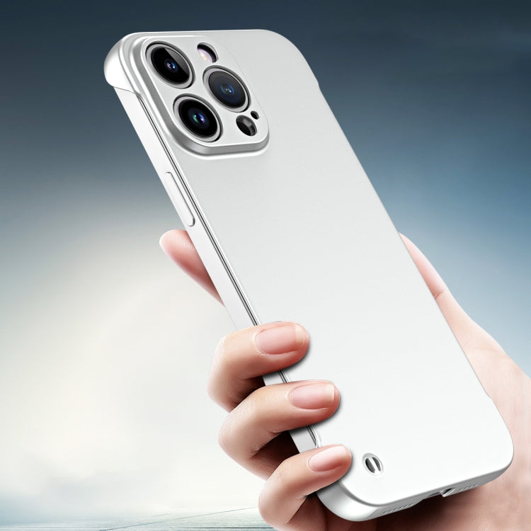 For iPhone 15 Pro Max Frameless Metallic Paint Hybrid PC Phone Case(Space Silver) - HoMEdemic™ 