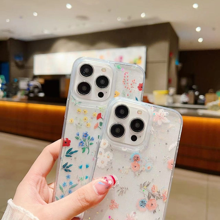 For iPhone 15 Pro Max Fresh Small Floral Epoxy TPU Phone Case(D02 Hand-painted Flower) - HoMEdemic™ 