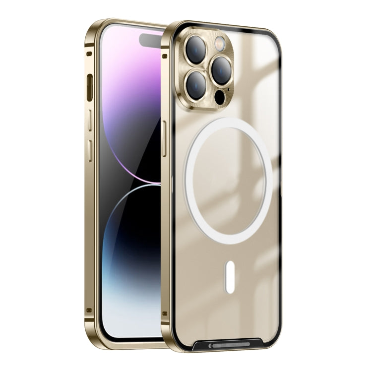 For iPhone 15 Pro Max Frosted MagSafe Magnetic Metal Phone Case(Gold) - HoMEdemic™ 
