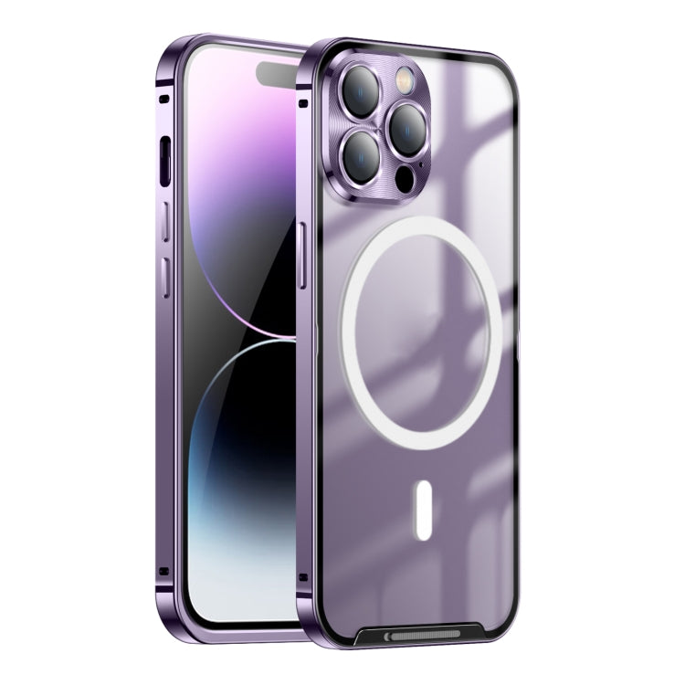 For iPhone 15 Pro Max Frosted MagSafe Magnetic Metal Phone Case(Purple) - HoMEdemic™ 