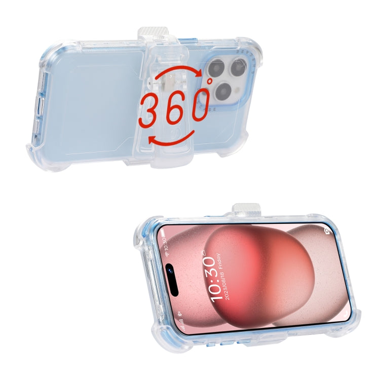 For iPhone 15 Pro Max Frosted PC+TPU Phone Case with Back Clip(Sky Blue) - HoMEdemic™ 