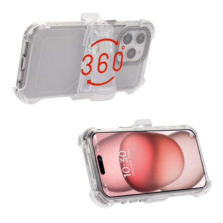For iPhone 15 Pro Max Frosted PC+TPU Phone Case with Back Clip(Transparent Black) - HoMEdemic™ 