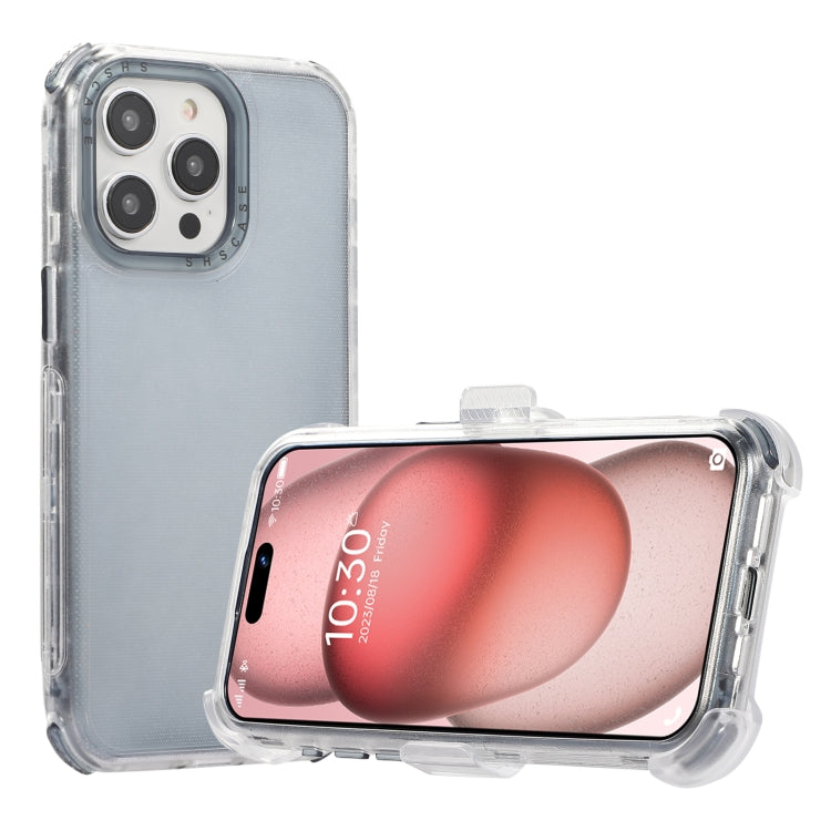 For iPhone 15 Pro Max Frosted PC+TPU Phone Case with Back Clip(Transparent Blue) - HoMEdemic™ 
