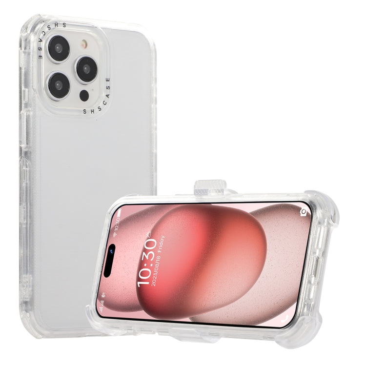 For iPhone 15 Pro Max Frosted PC+TPU Phone Case with Back Clip(White) - HoMEdemic™ 