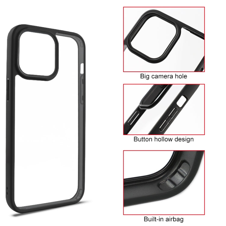 For iPhone 15 Pro Max Frosted TPU + Transparent PC Phone Case(Black) - HoMEdemic™ 