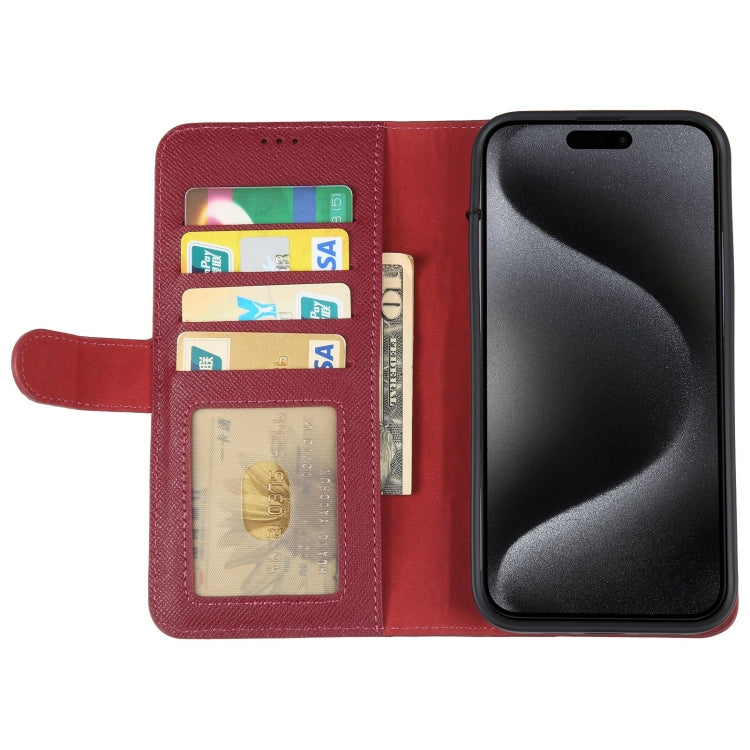 For iPhone 15 Pro Max GEBEI Top-grain Horizontal Flip Leather Phone Case(Wine Red) - HoMEdemic™ 