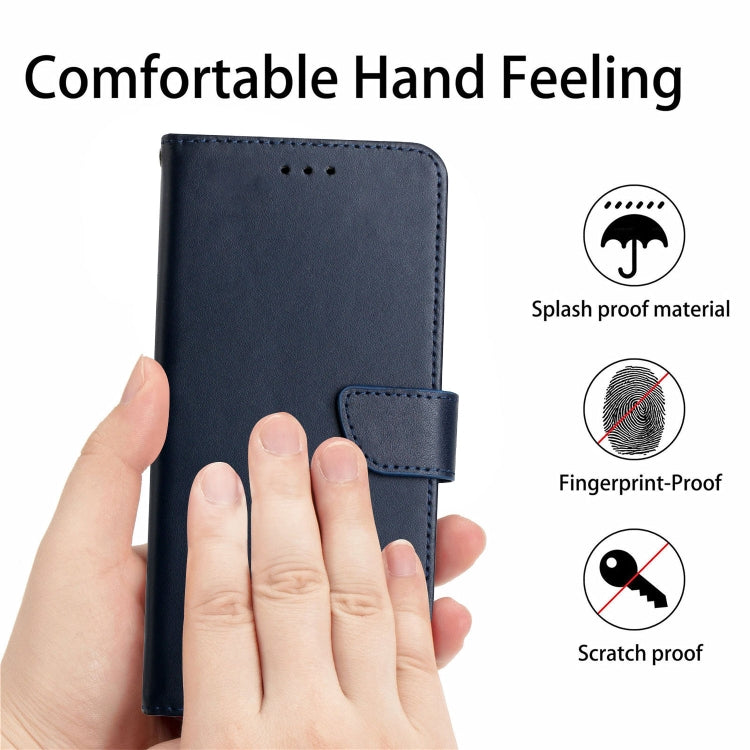 For iPhone 15 Pro Max Genuine Leather Fingerprint-proof Flip Phone Case(Blue) - HoMEdemic™ 