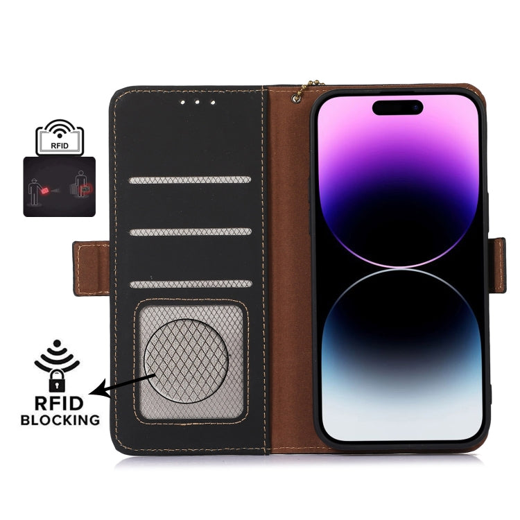 For iPhone 15 Pro Max Genuine Leather Magnetic RFID Leather Phone Case(Black) - HoMEdemic™ 