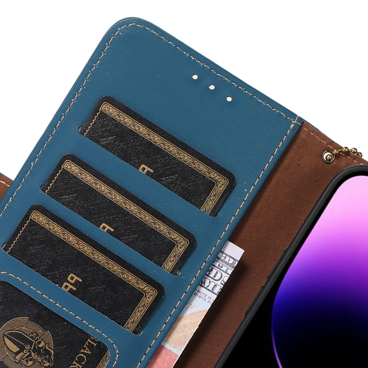 For iPhone 15 Pro Max Genuine Leather Magnetic RFID Leather Phone Case(Blue) - HoMEdemic™ 