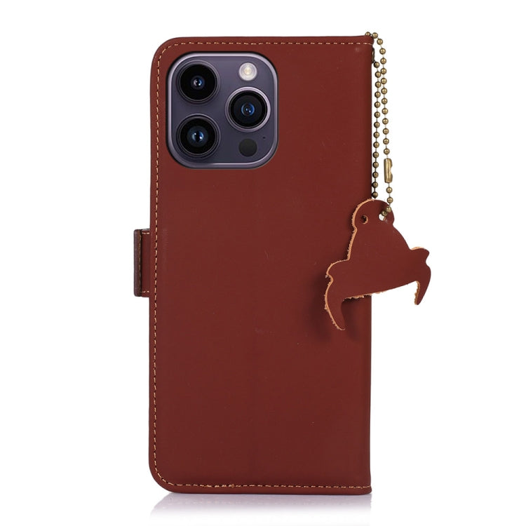 For iPhone 15 Pro Max Genuine Leather Magnetic RFID Leather Phone Case(Coffee) - HoMEdemic™ 