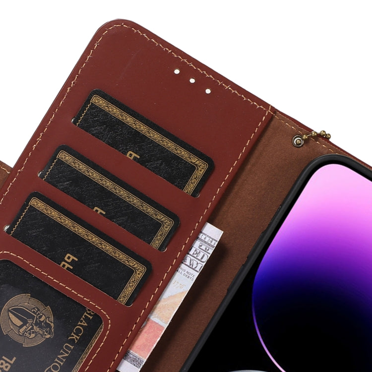 For iPhone 15 Pro Max Genuine Leather Magnetic RFID Leather Phone Case(Coffee) - HoMEdemic™ 