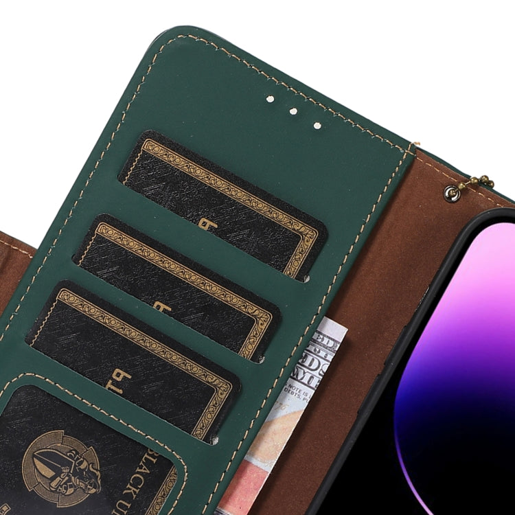 For iPhone 15 Pro Max Genuine Leather Magnetic RFID Leather Phone Case(Green) - HoMEdemic™ 