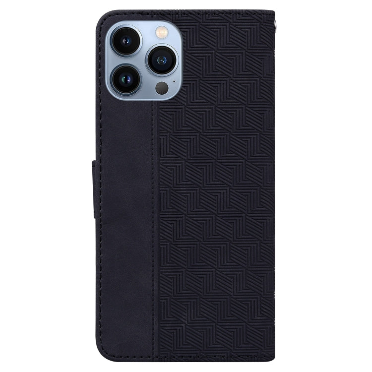 For iPhone 15 Pro Max Geometric Embossed Leather Phone Case(Black) - HoMEdemic™ 