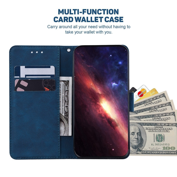 For iPhone 15 Pro Max Geometric Embossed Leather Phone Case(Blue) - HoMEdemic™ 