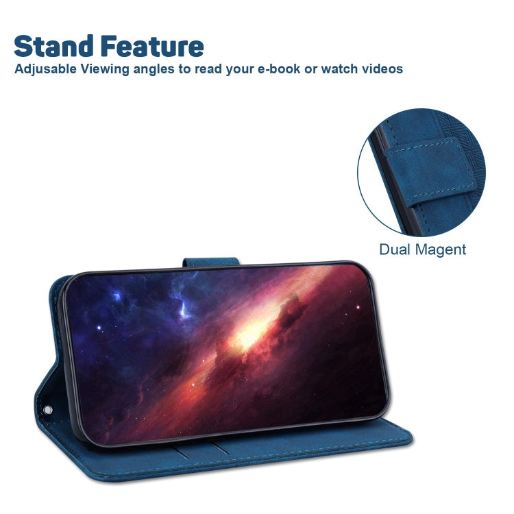For iPhone 15 Pro Max Geometric Embossed Leather Phone Case(Blue) - HoMEdemic™ 