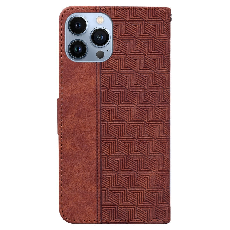 For iPhone 15 Pro Max Geometric Embossed Leather Phone Case(Brown) - HoMEdemic™ 
