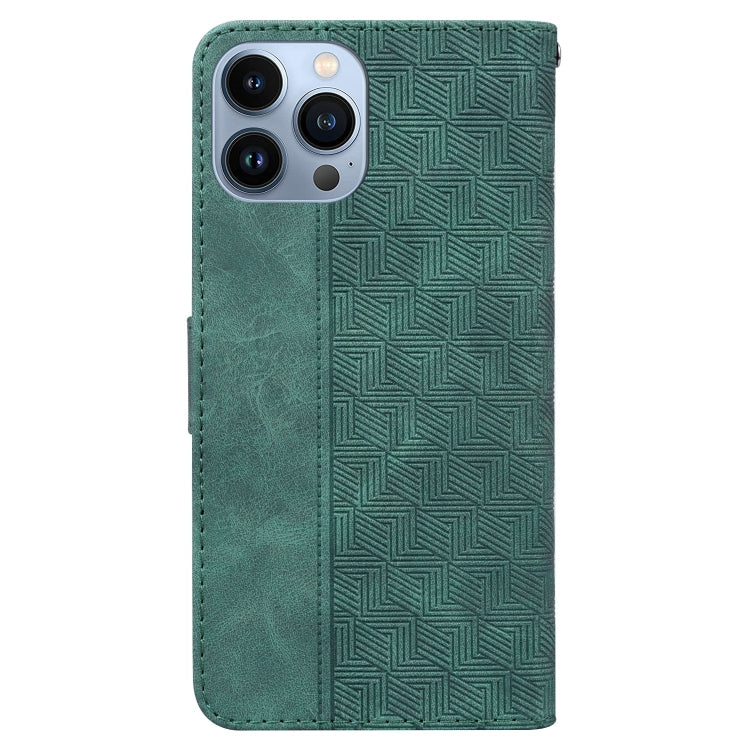 For iPhone 15 Pro Max Geometric Embossed Leather Phone Case(Green) - HoMEdemic™ 