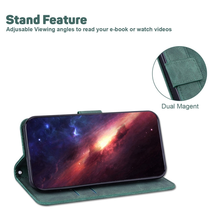 For iPhone 15 Pro Max Geometric Embossed Leather Phone Case(Green) - HoMEdemic™ 