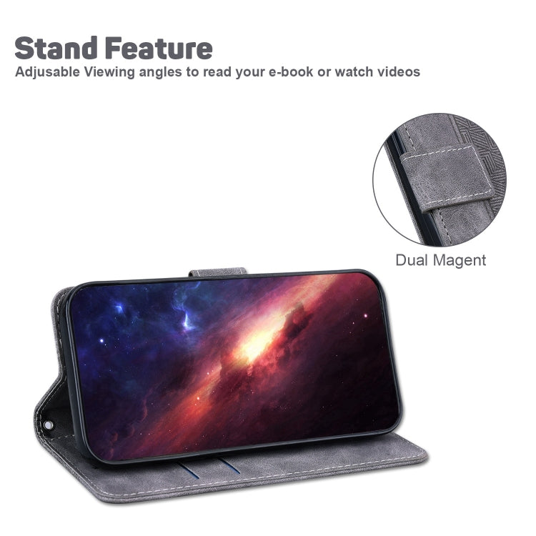 For iPhone 15 Pro Max Geometric Embossed Leather Phone Case(Grey) - HoMEdemic™ 