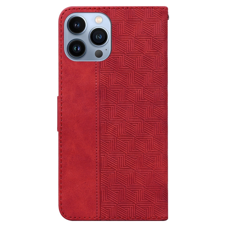 For iPhone 15 Pro Max Geometric Embossed Leather Phone Case(Red) - HoMEdemic™ 