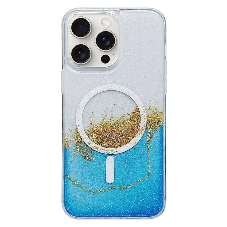 For iPhone 15 Pro Max Gilding MagSafe Hybrid Clear TPU Phone Case(Blue) - HoMEdemic™ 