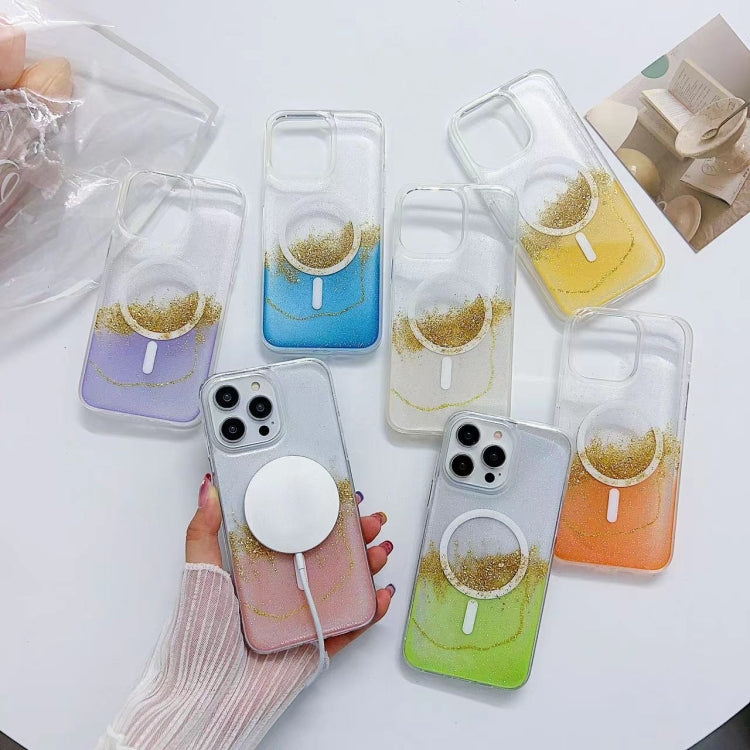 For iPhone 15 Pro Max Gilding MagSafe Hybrid Clear TPU Phone Case(Yellow) - HoMEdemic™ 
