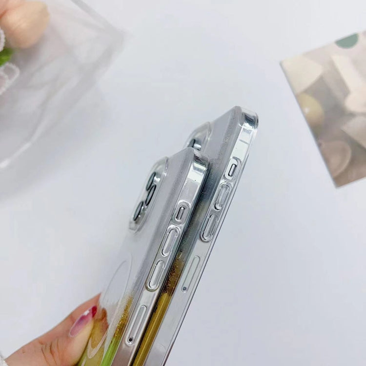 For iPhone 15 Pro Max Gilding MagSafe Hybrid Clear TPU Phone Case(Yellow) - HoMEdemic™ 
