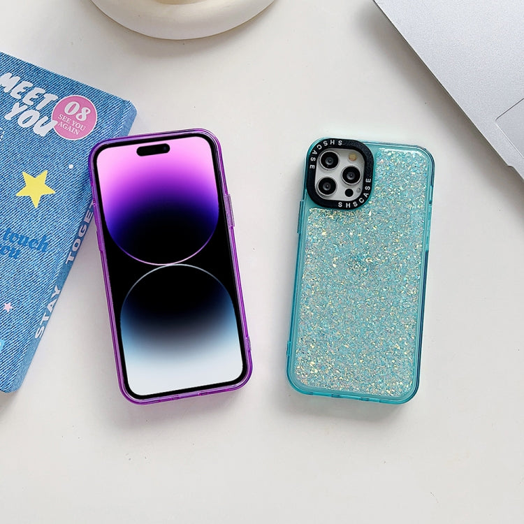 For iPhone 15 Pro Max Glitter Epoxy Shockproof Phone Case(Purple) - HoMEdemic™ 