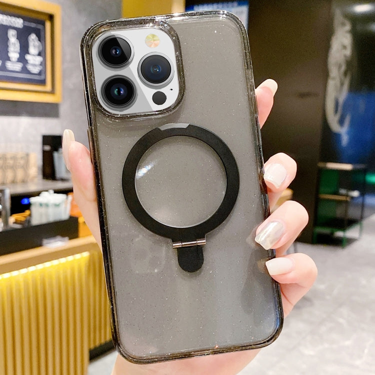 For iPhone 15 Pro Max Glitter MagSafe Magnetic Phone Case with Stand(Black) - HoMEdemic™ 