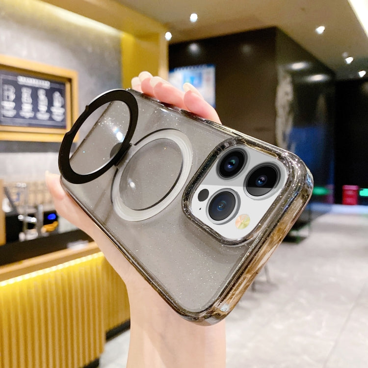 For iPhone 15 Pro Max Glitter MagSafe Magnetic Phone Case with Stand(Black) - HoMEdemic™ 