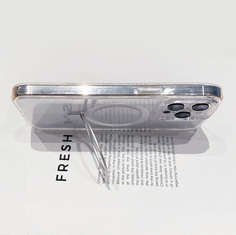 For iPhone 15 Pro Max Glitter MagSafe Magnetic Phone Case with Stand(Transparent White) - HoMEdemic™ 