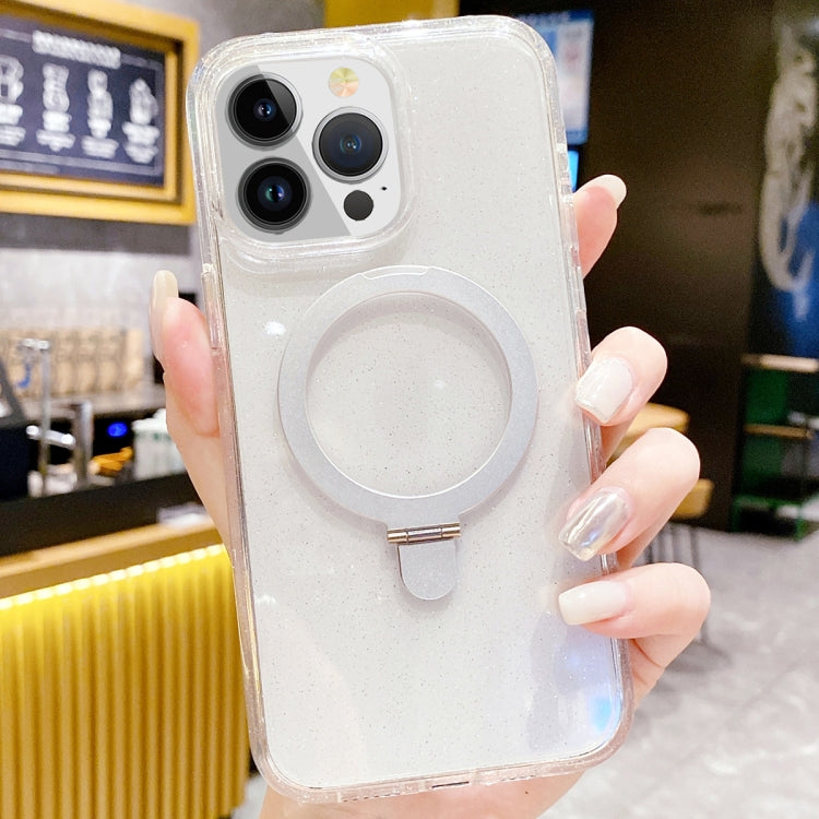 For iPhone 15 Pro Max Glitter MagSafe Magnetic Phone Case with Stand(White) - HoMEdemic™ 