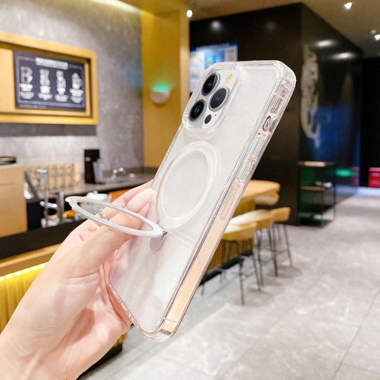 For iPhone 15 Pro Max Glitter MagSafe Magnetic Phone Case with Stand(White) - HoMEdemic™ 