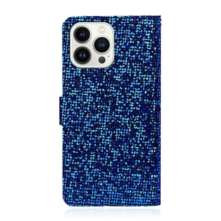 For iPhone 15 Pro Max Glitter Powder Filp Leather Phone Case(Blue) - HoMEdemic™ 