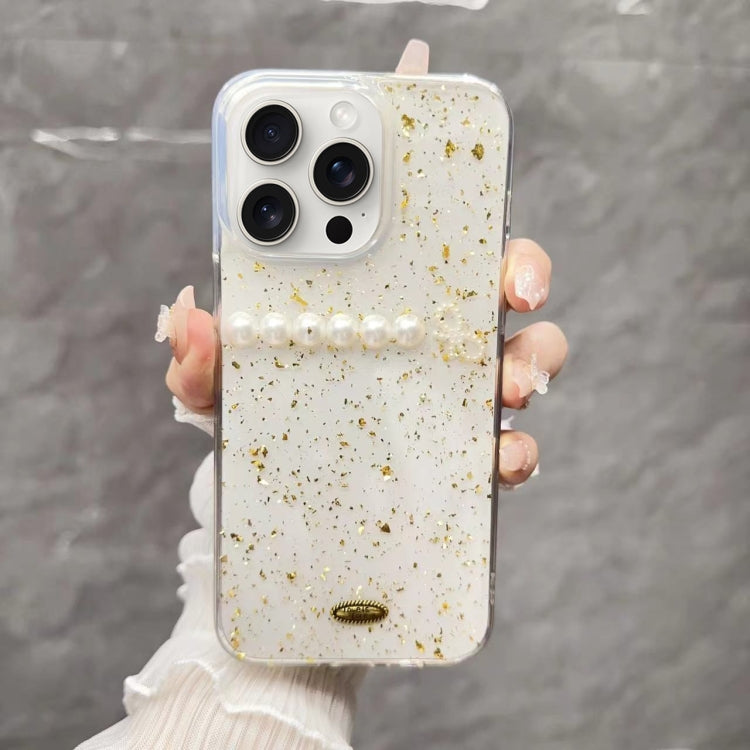 For iPhone 15 Pro Max Gold Foil Pearl Bow TPU Phone Case(Pearl) - HoMEdemic™ 