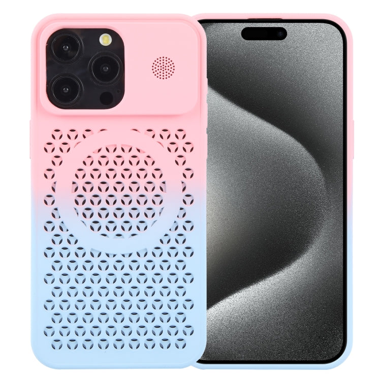 For iPhone 15 Pro Max Gradient Color Honeycomb Aromatherapy MagSafe Phone Case(Pink Blue) - HoMEdemic™ 