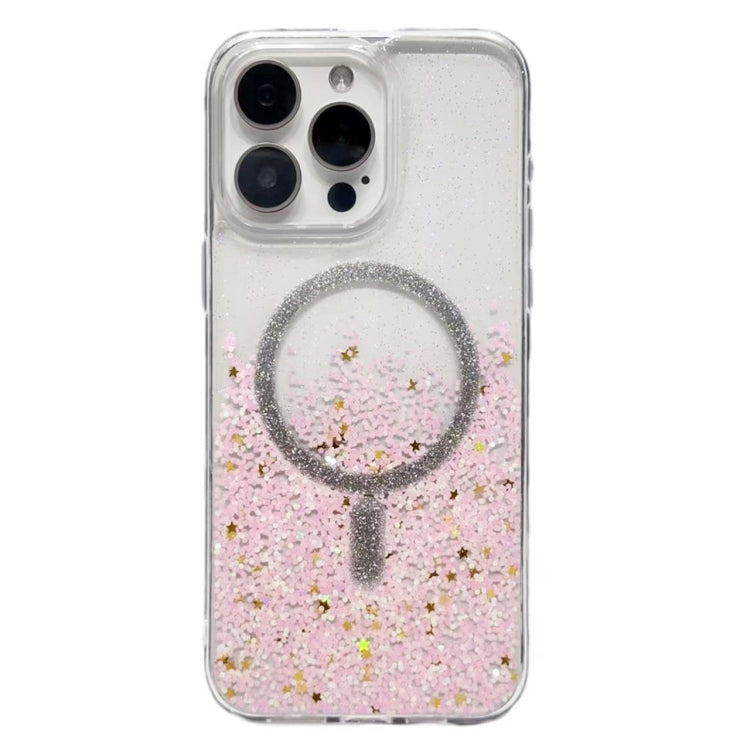 For iPhone 15 Pro Max Gradient Glitter MagSafe PC Hybrid TPU Phone Case(Gradient Pink) - HoMEdemic™ 