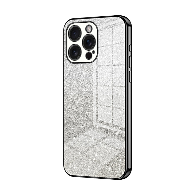 For iPhone 15 Pro Max Gradient Glitter Powder Electroplated Phone Case(Black) - HoMEdemic™ 