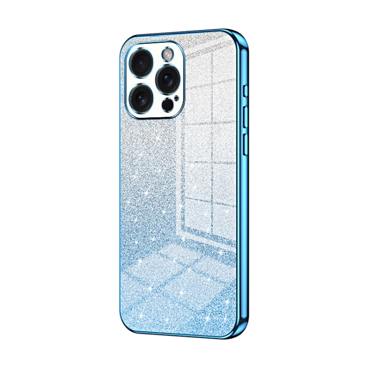 For iPhone 15 Pro Max Gradient Glitter Powder Electroplated Phone Case(Blue) - HoMEdemic™ 