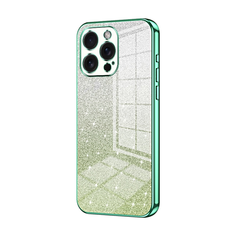 For iPhone 15 Pro Max Gradient Glitter Powder Electroplated Phone Case(Green) - HoMEdemic™ 