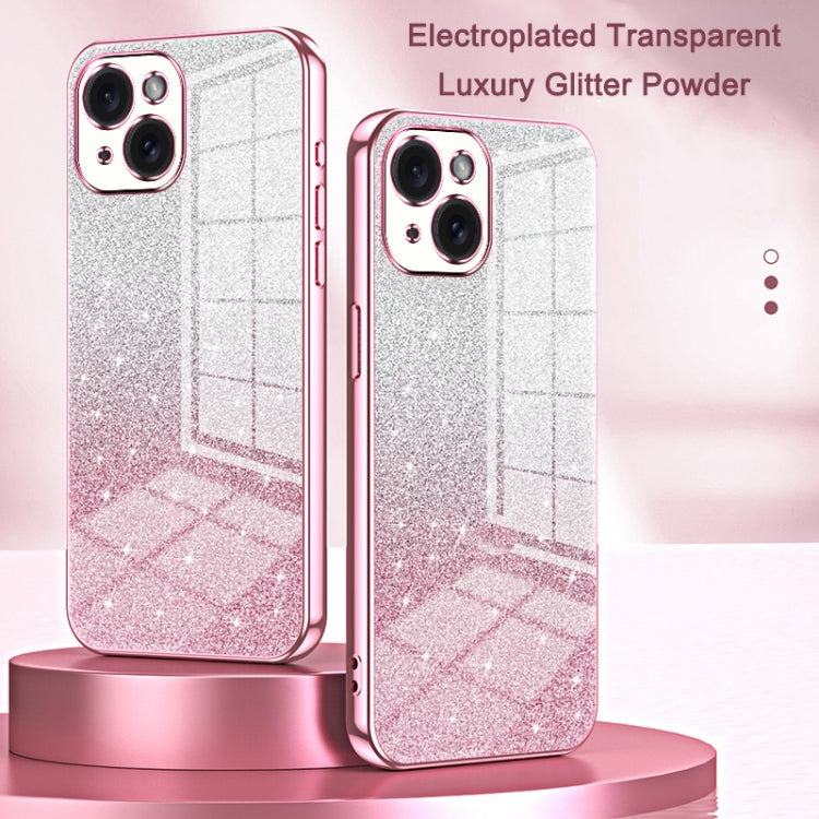 For iPhone 15 Pro Max Gradient Glitter Powder Electroplated Phone Case(Pink) - HoMEdemic™ 
